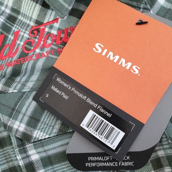 Simms Primaloft Blend Flannel Button Down Mallard Plaid Green NWT Size Small - Picture 5 of 8